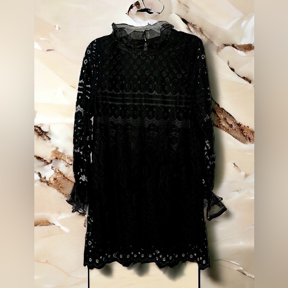 NWT Lulus Black Lace Sheath Dress Size Large